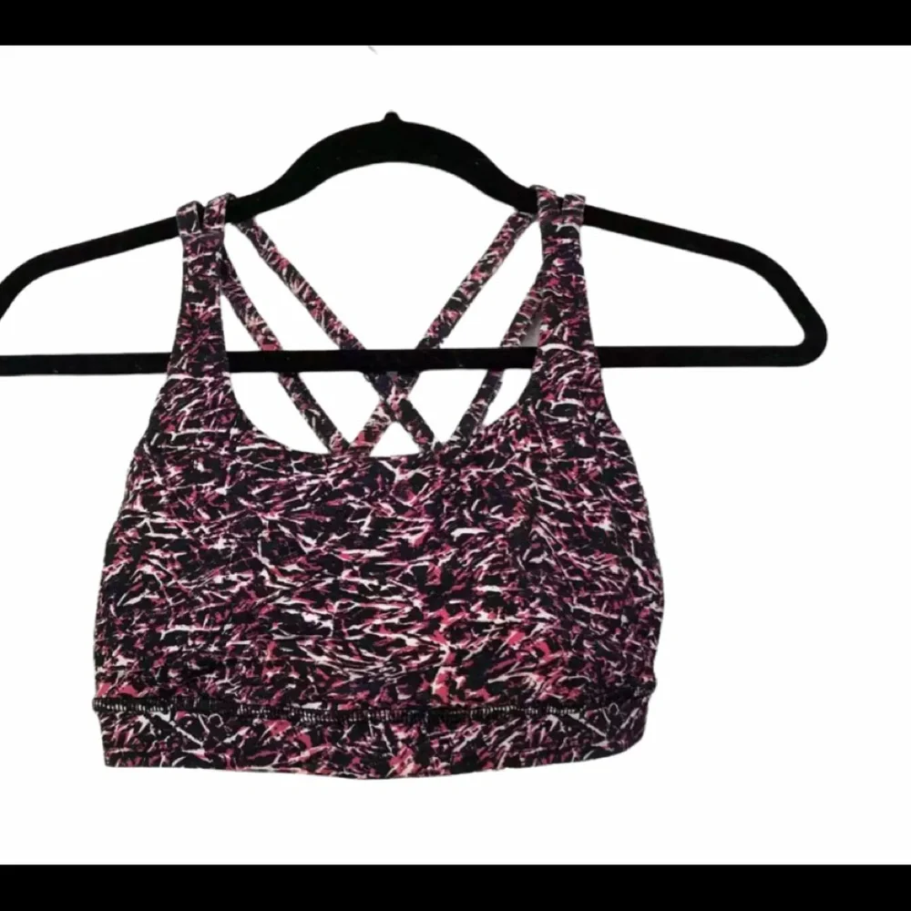 Lululemon energy bra long line burgundy splatter size 4 yoga athletic sport bra